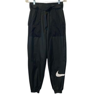 Nike Sportswear Swoosh Pants Women’s Small Black Jogger Elastic Waist Belted